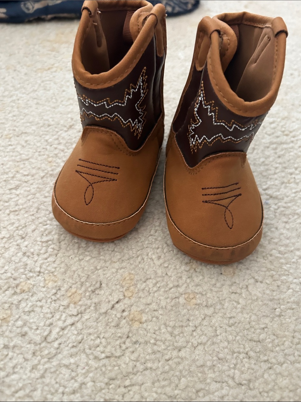 Lucky Brand Kids Tan and Dark Brown Cowboy Boot-Style Shoes
